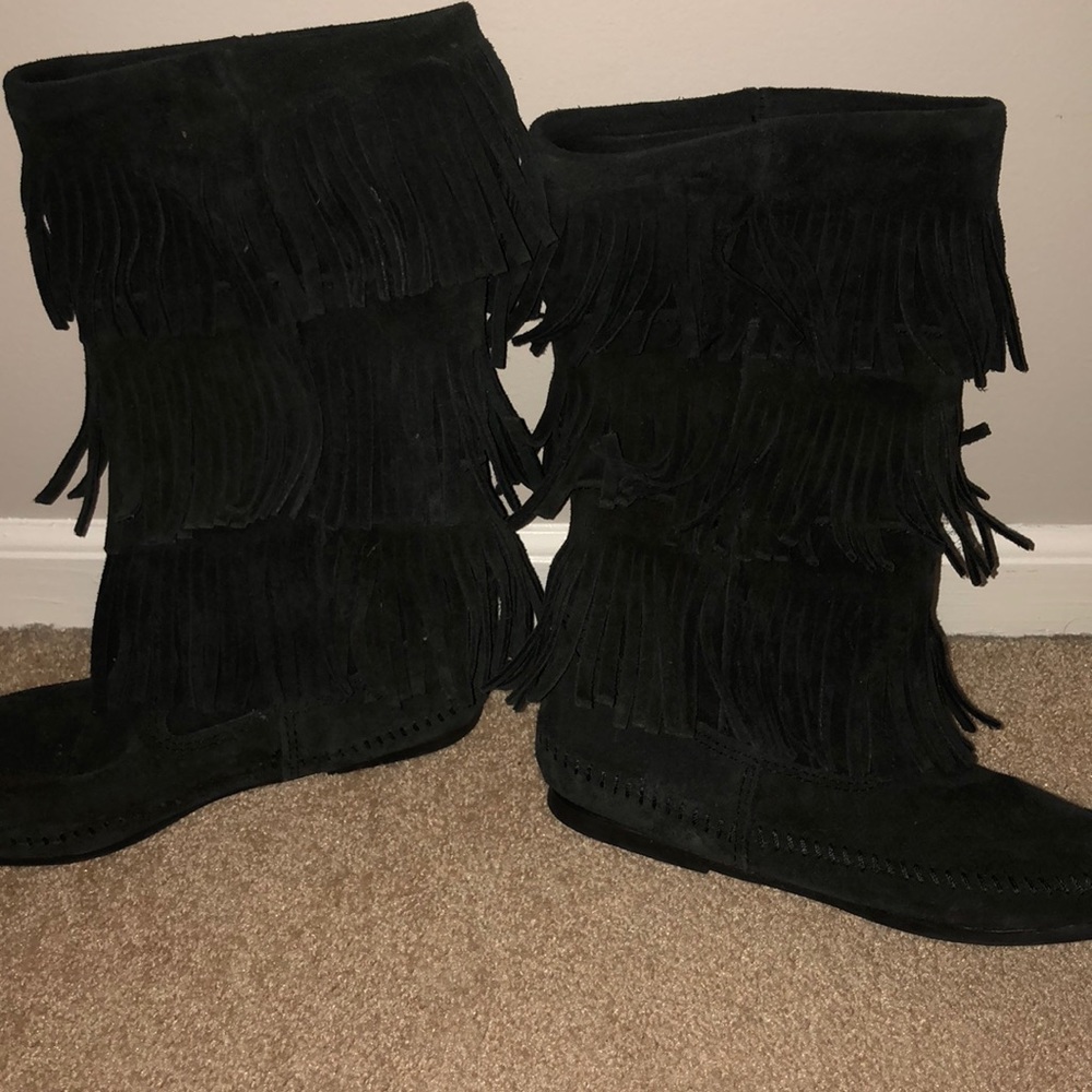 Black Minnetonka boots
